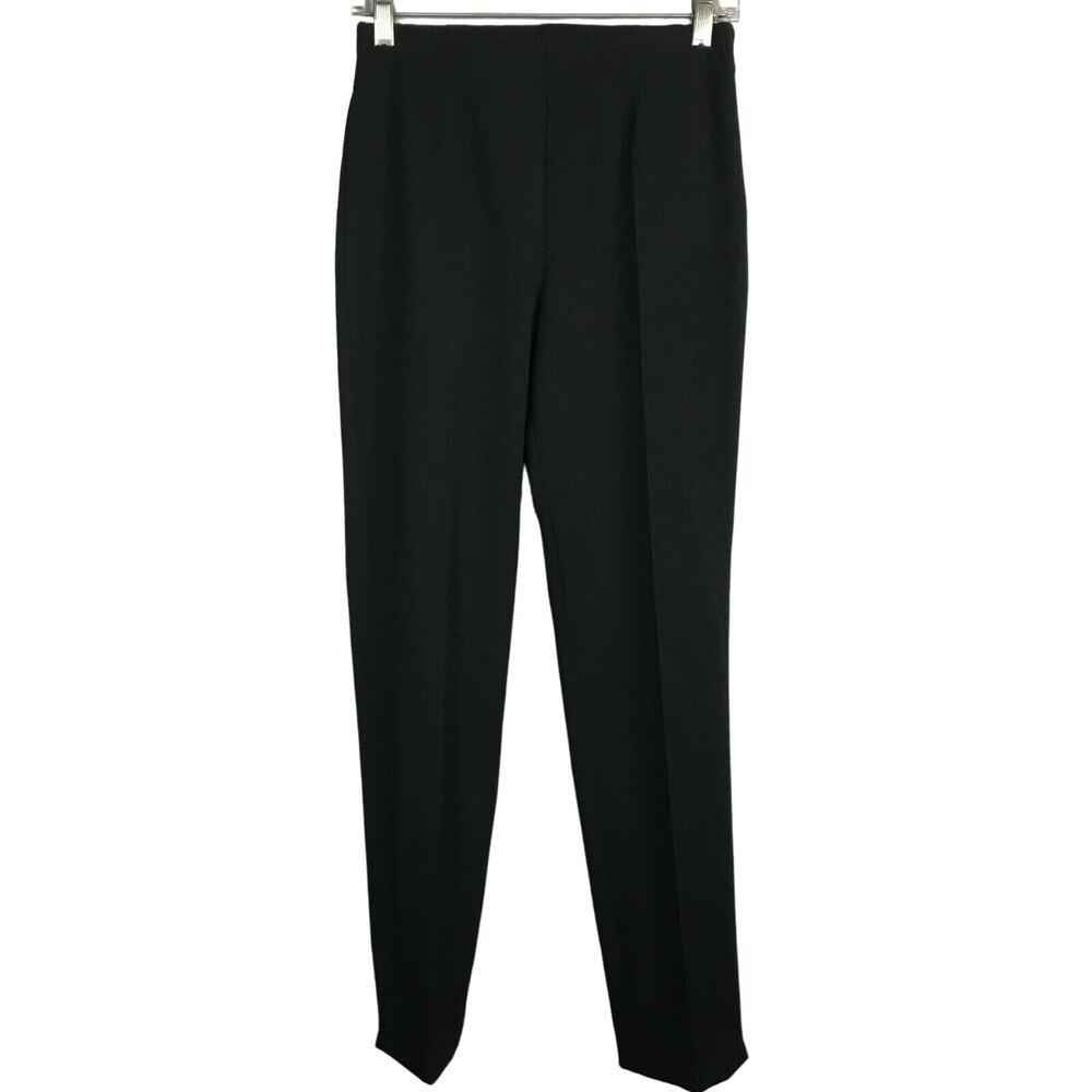 Femi Pants Womens Sz 6 / 40 Black Slim Stretch Dress Made in Italy Side‎ Zip